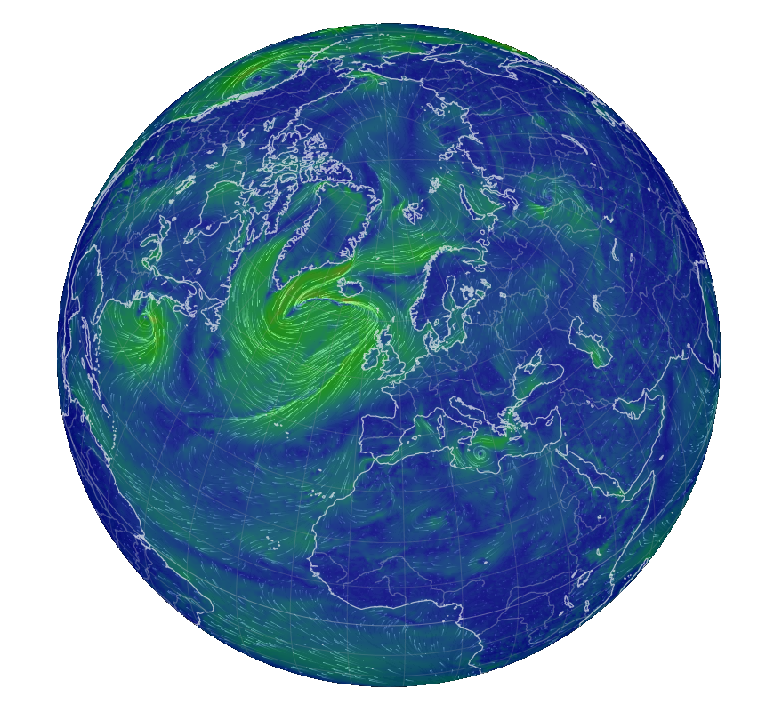 Still image from animated air masses web page at earth.nullschool.net