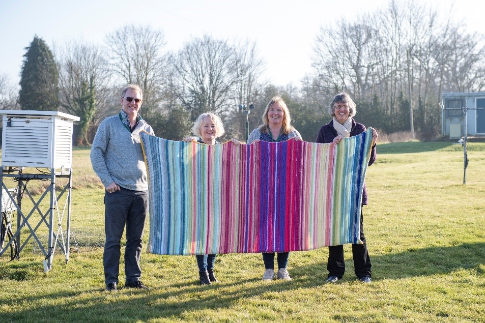 Photo of Judith and her climate blanket