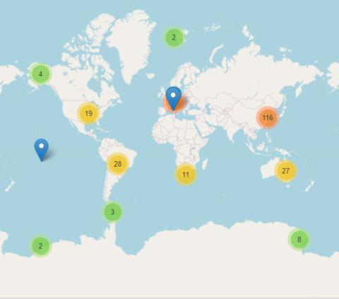 Global ILTER site clusters map